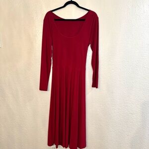 AYM Studio Iris Reversible Midi Dress with Corset Tie Waist in Wine Red